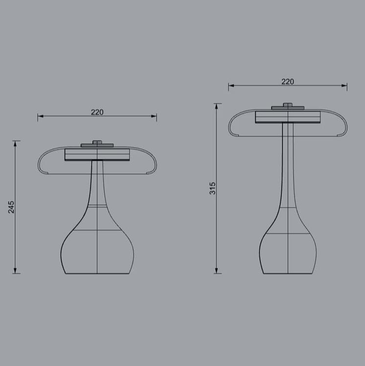 Drop Walnut & Glass Table Lamp dimensions