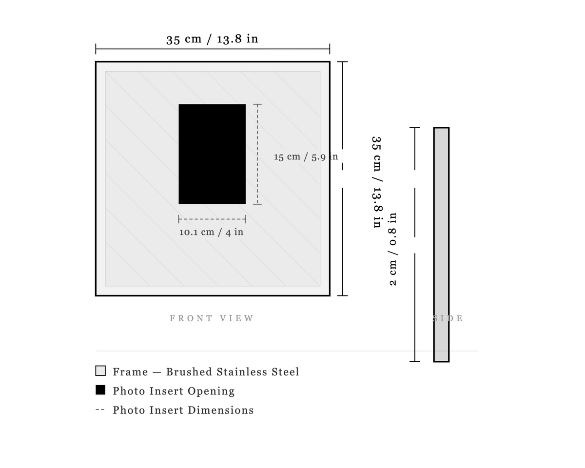 Aperture Steel Photo Frame dimensions