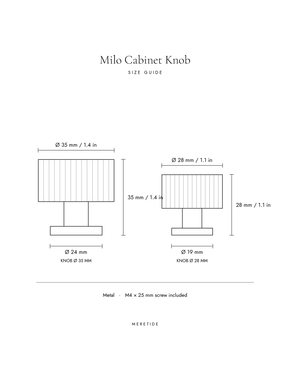 Milo Cabinet Knob dimensions