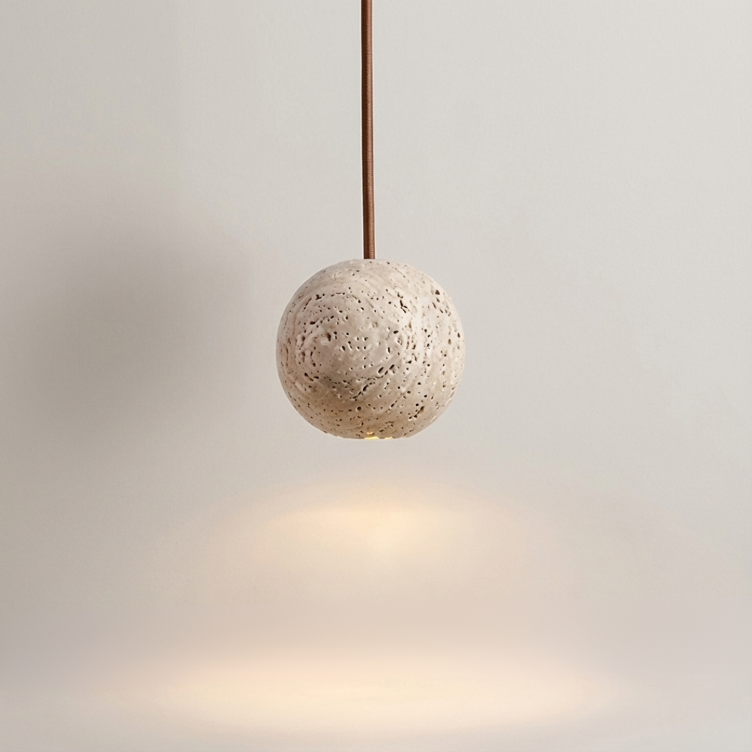 Orbit Travertine Ball Pendant, view 2