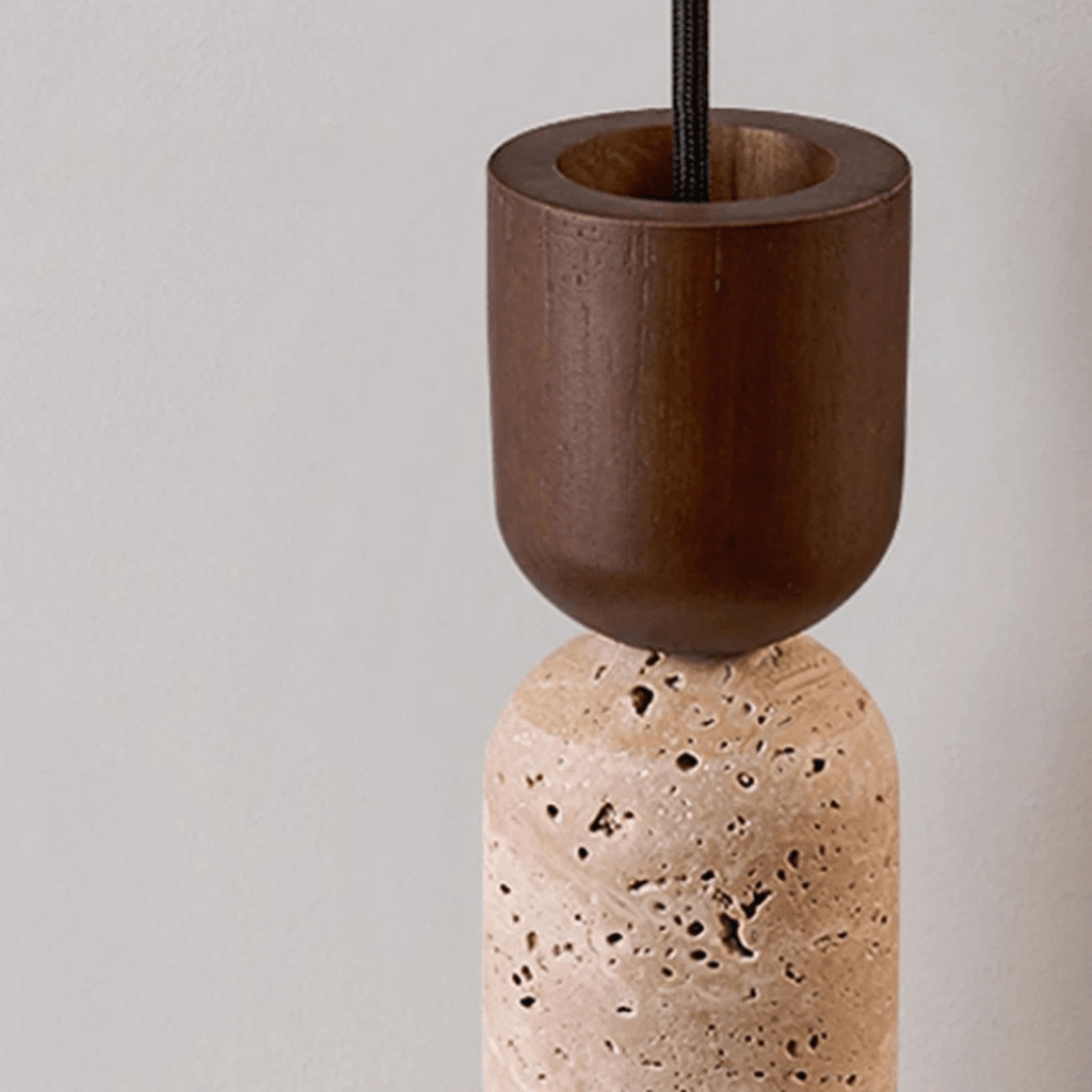 Bollard Travertine & Walnut Pendant, view 6