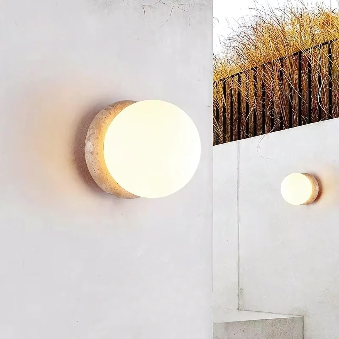 Porthole Stone & Glass Wall Light