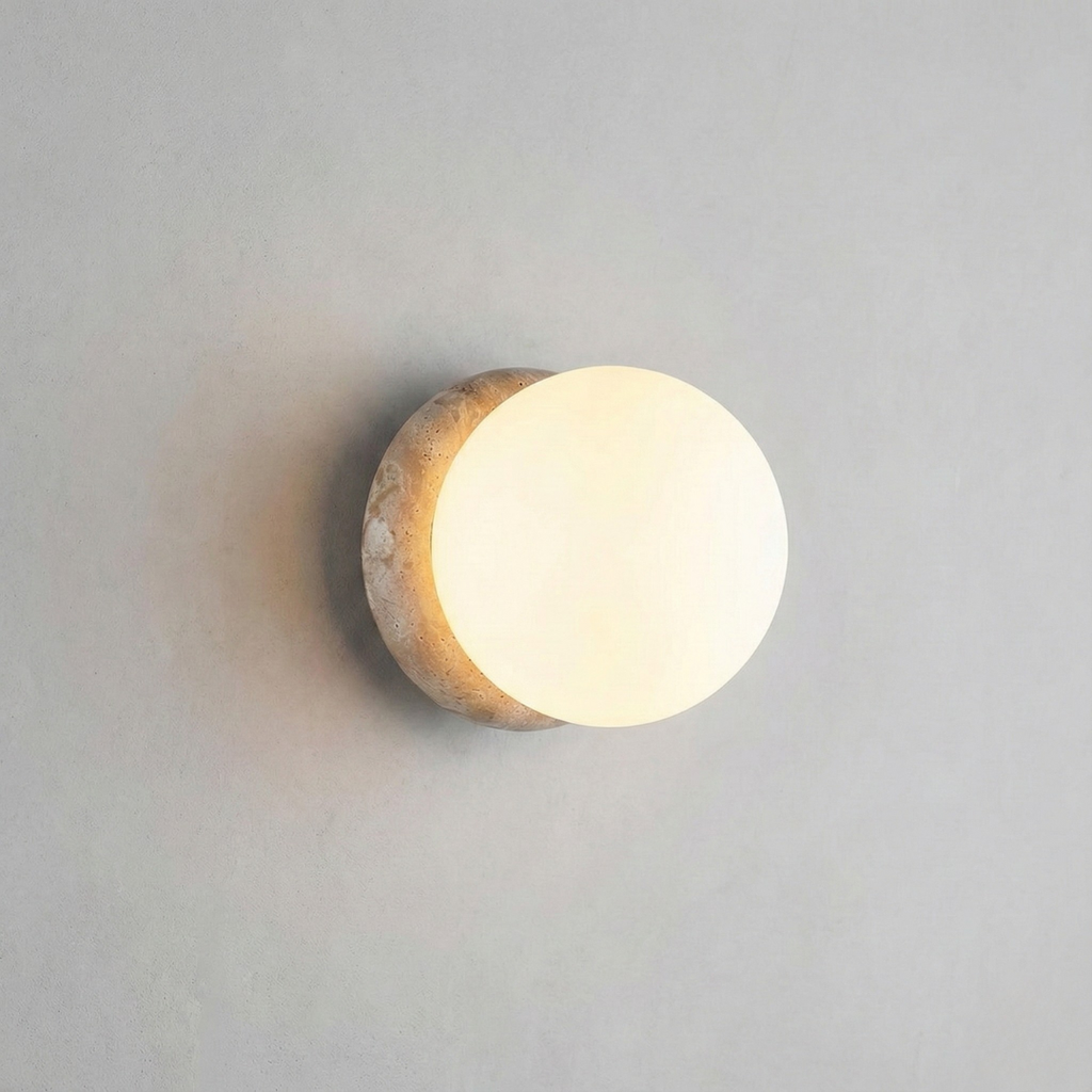 Porthole Stone & Glass Wall Light, view 2