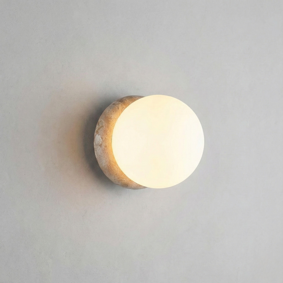 Porthole Stone & Glass Wall Light, view 2