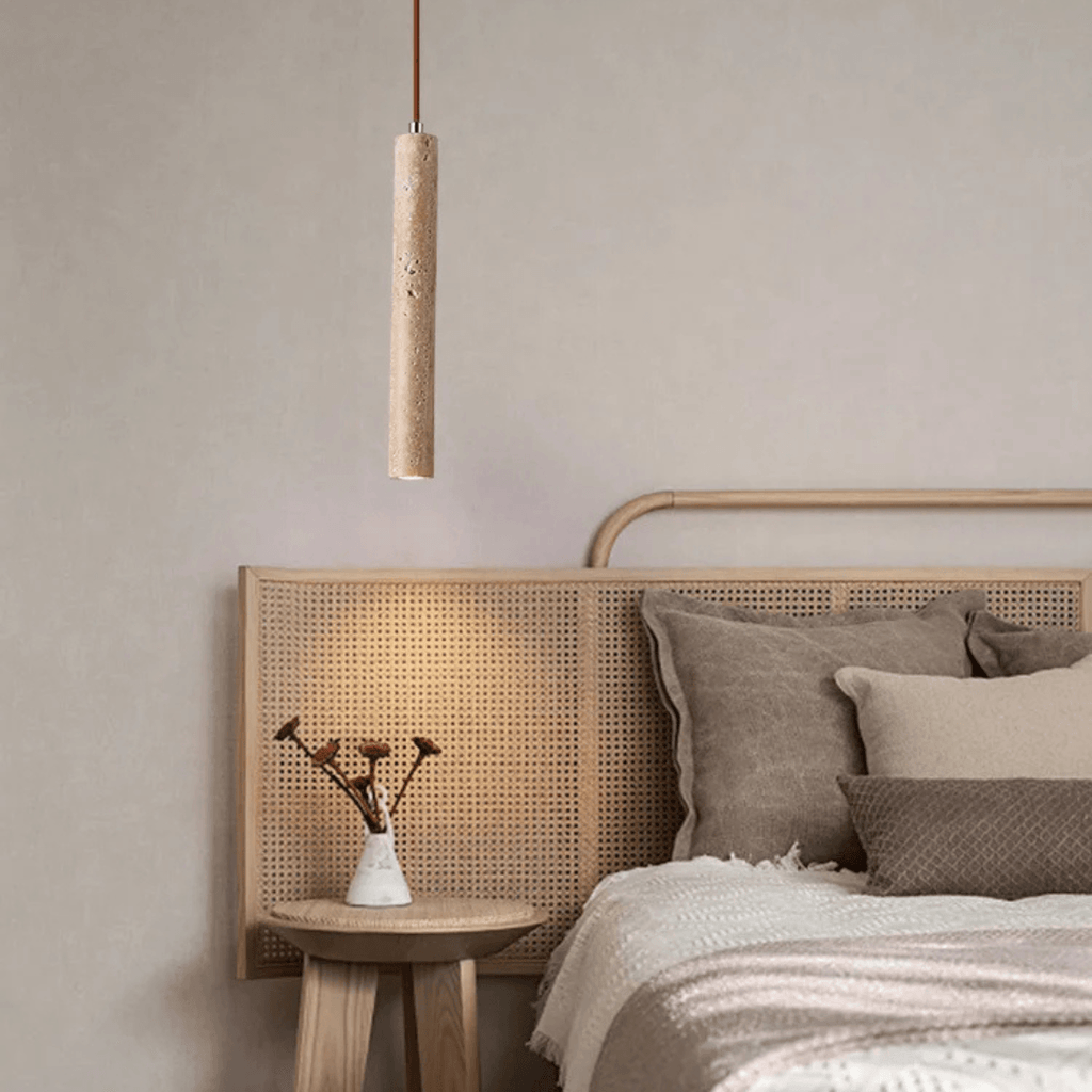 Flute Travertine Tube Pendant