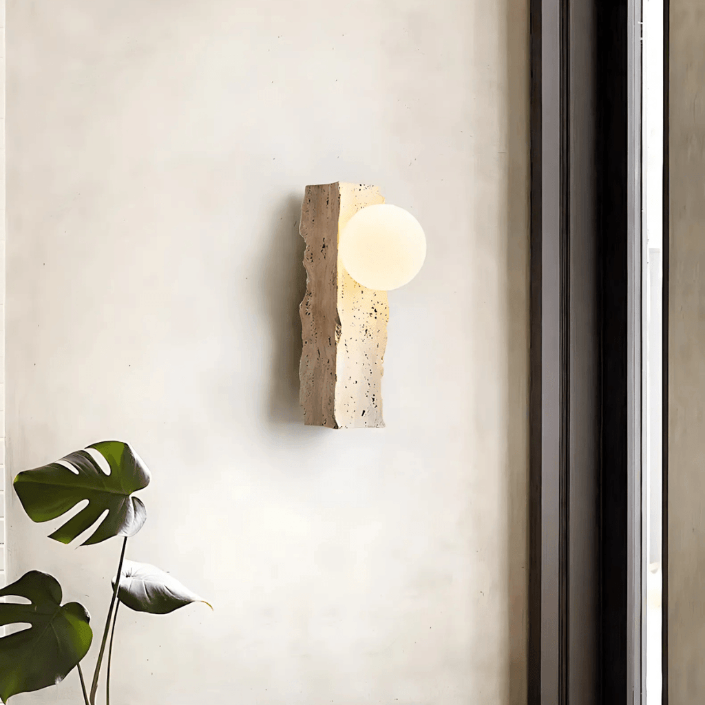 Quarry Travertine Globe Sconce, view 4
