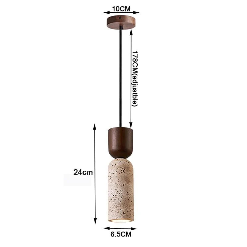 Bollard Travertine & Walnut Pendant, view 4