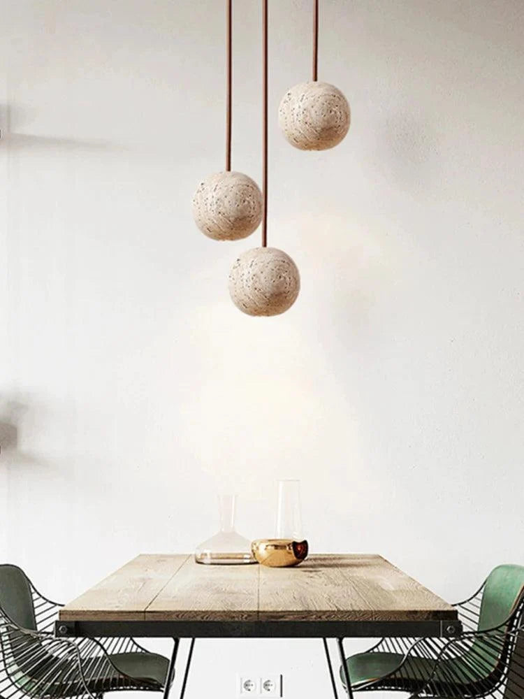 Orbit Travertine Ball Pendant, view 3