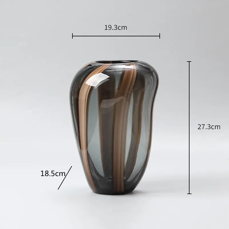 Smoke Striped Glass Vase, view 8
