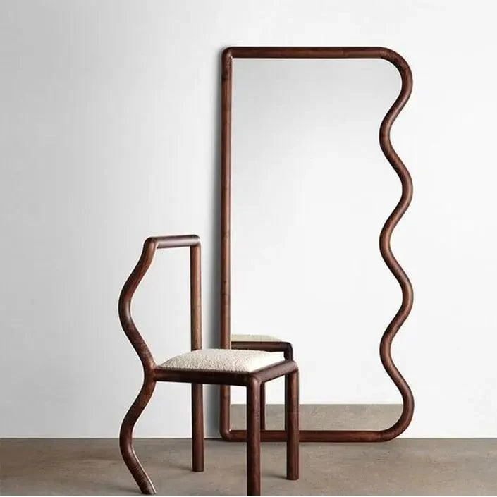 Meander Wood Floor Mirror, view 2