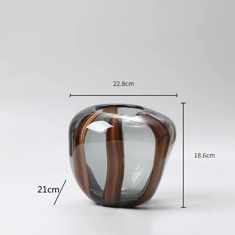 Smoke Striped Glass Vase, view 7