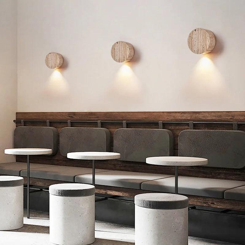 Coin Travertine Wall Light