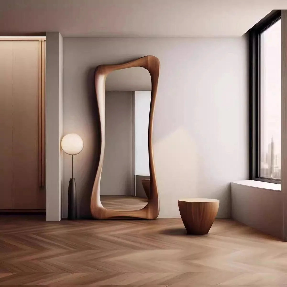 Atelier Sculpted Walnut Mirror, view 2