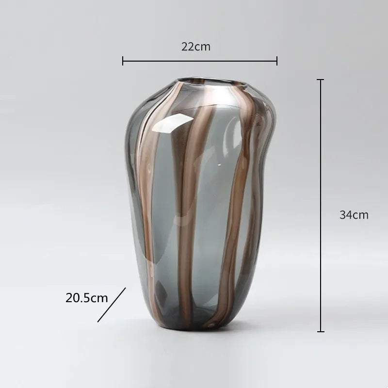 Smoke Striped Glass Vase, view 9