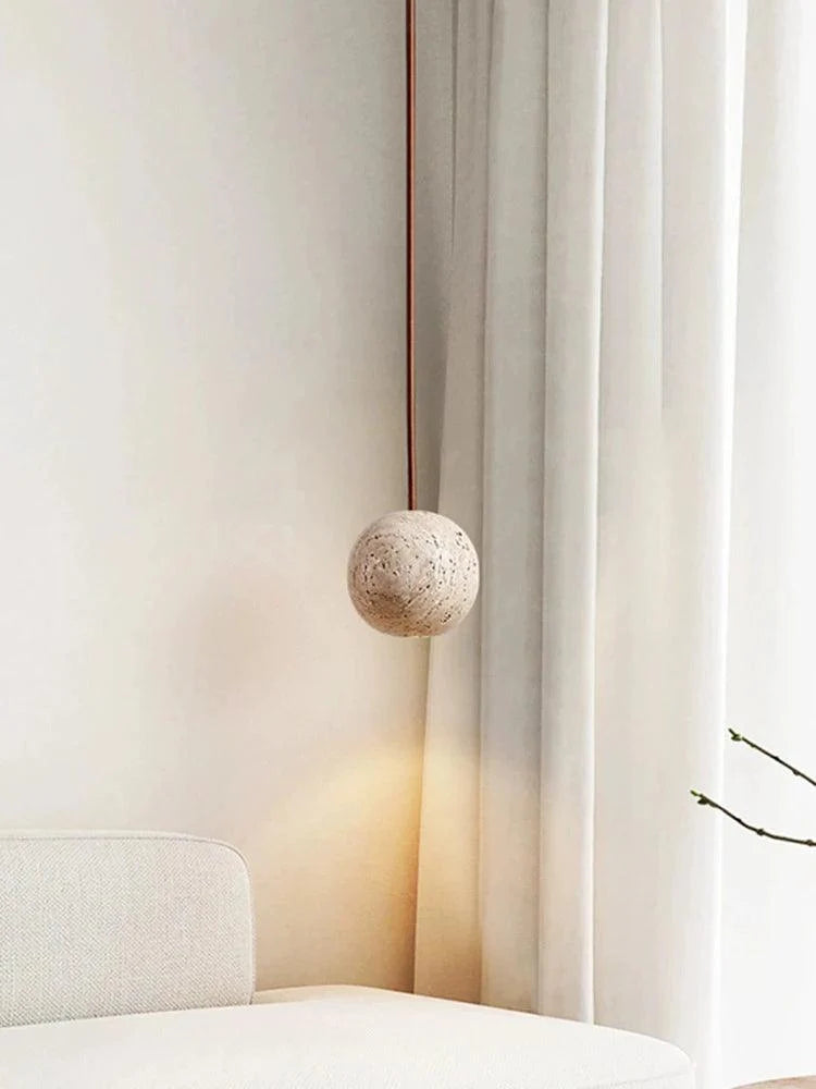 Orbit Travertine Ball Pendant, view 4