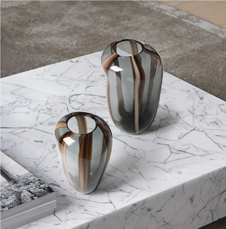 Smoke Striped Glass Vase, view 4
