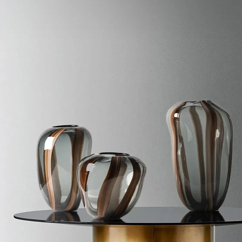 Smoke Striped Glass Vase