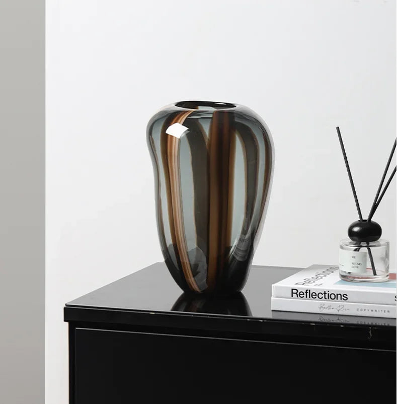 Smoke Striped Glass Vase, view 6