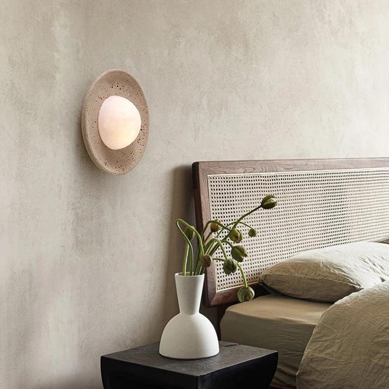 Eclipse Travertine & Opal Sconce