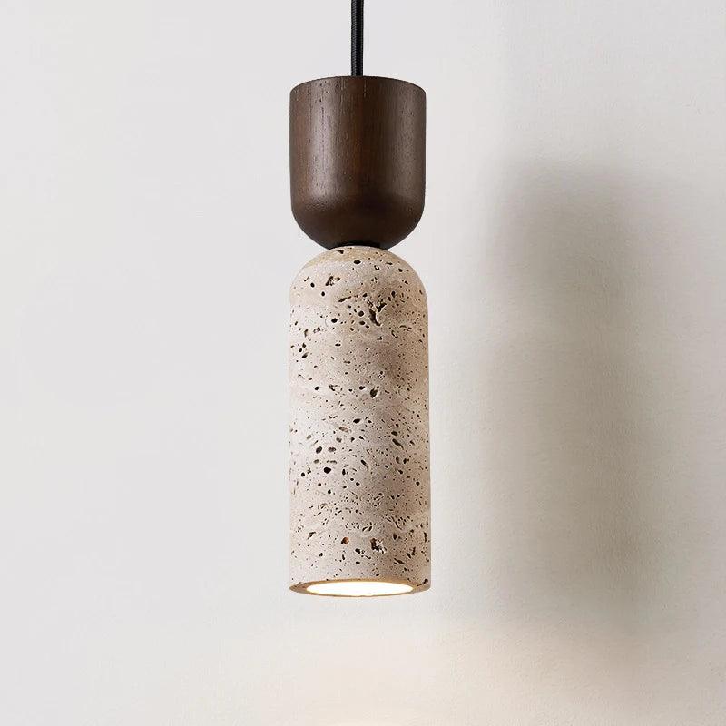 Bollard Travertine & Walnut Pendant, view 2