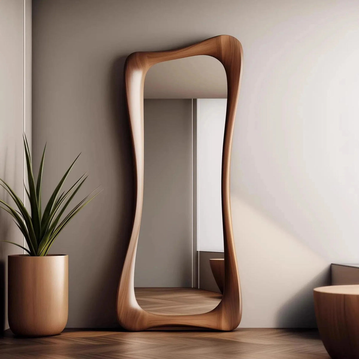 Atelier Sculpted Walnut Mirror, view 3