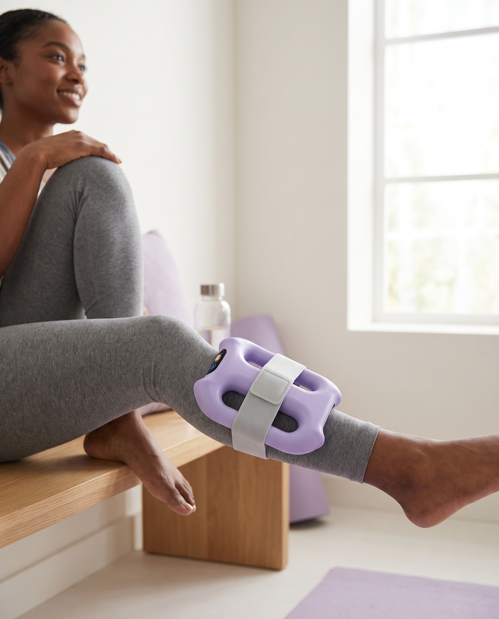 Unwind ring strapped to the calf after a workout