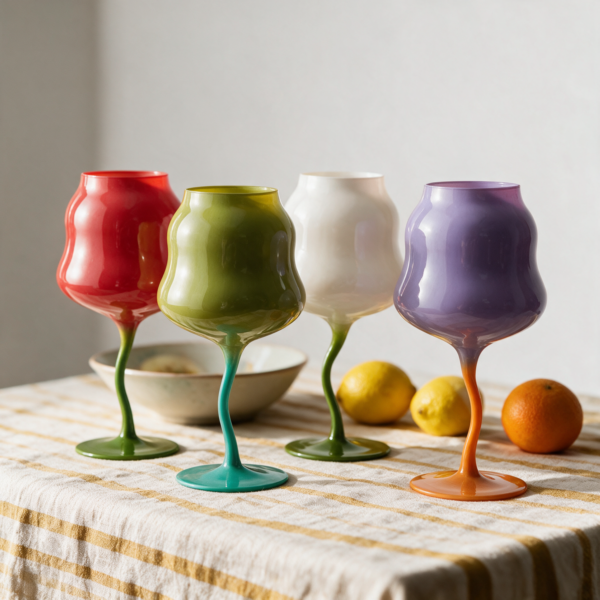 Tulip Painted Glass Goblet