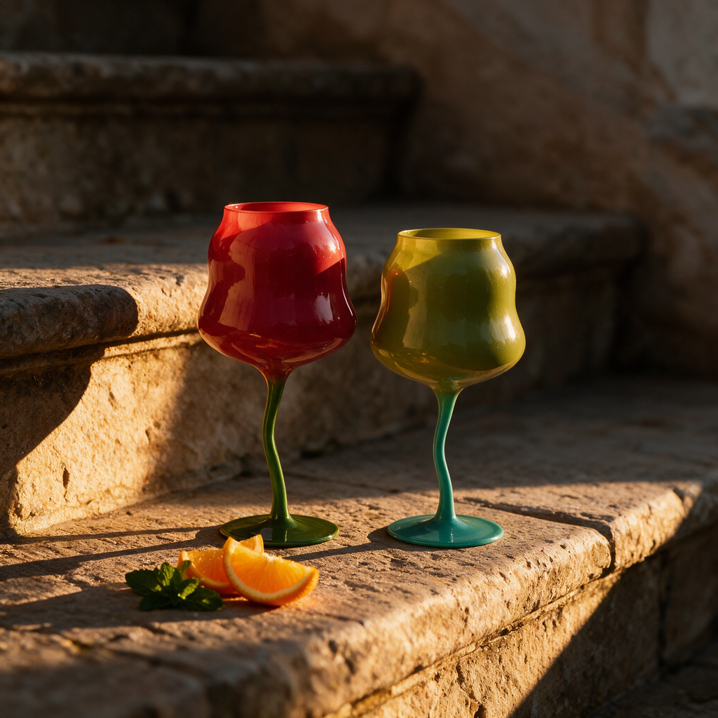 Tulip Painted Glass Goblet, view 2