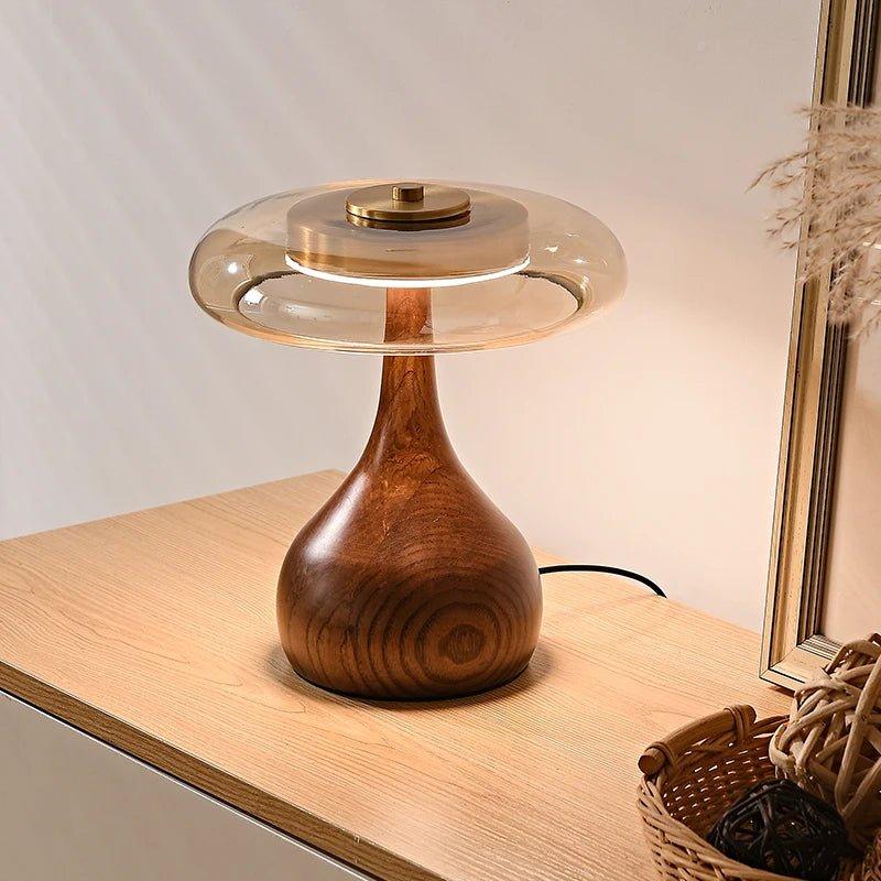 Drop Walnut & Glass Table Lamp