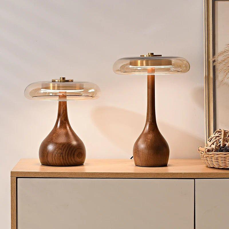 Drop Walnut & Glass Table Lamp, view 2