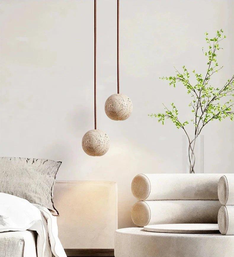 Orbit Travertine Ball Pendant