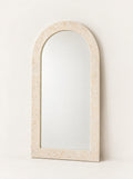 Arch Stone-Effect Floor Mirror, studio photo on a warm white background