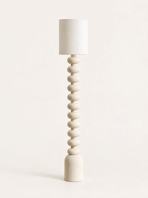 Bead Column Floor Lamp, studio photo on a warm white background