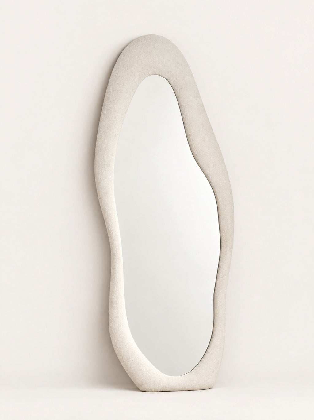 Cloud Organic Floor Mirror, studio photo on a warm white background