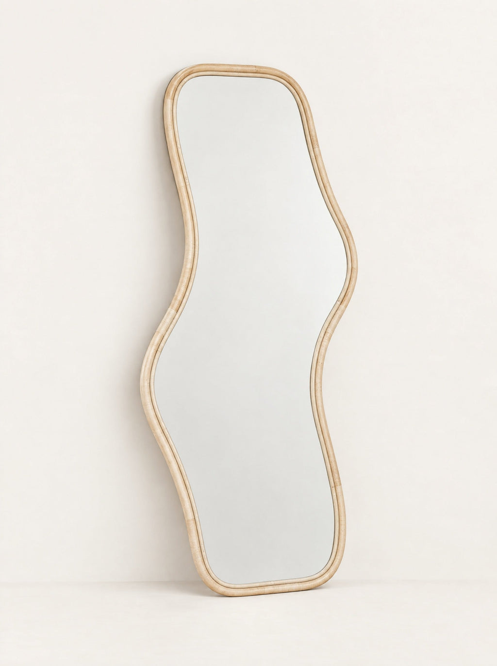 Contour Wood Floor Mirror, studio photo on a warm white background