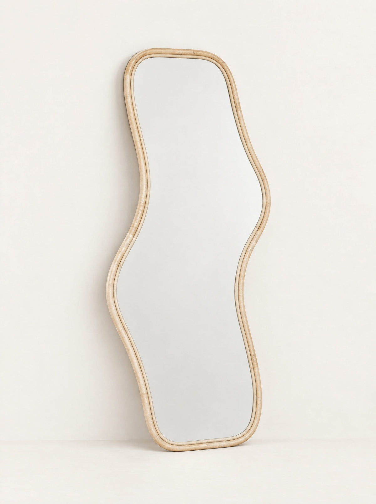 Contour Wood Floor Mirror, studio photo on a warm white background