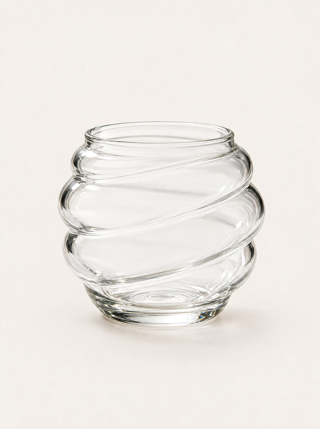 Eddy Ribbed Glass Cup, studio photo on a warm white background