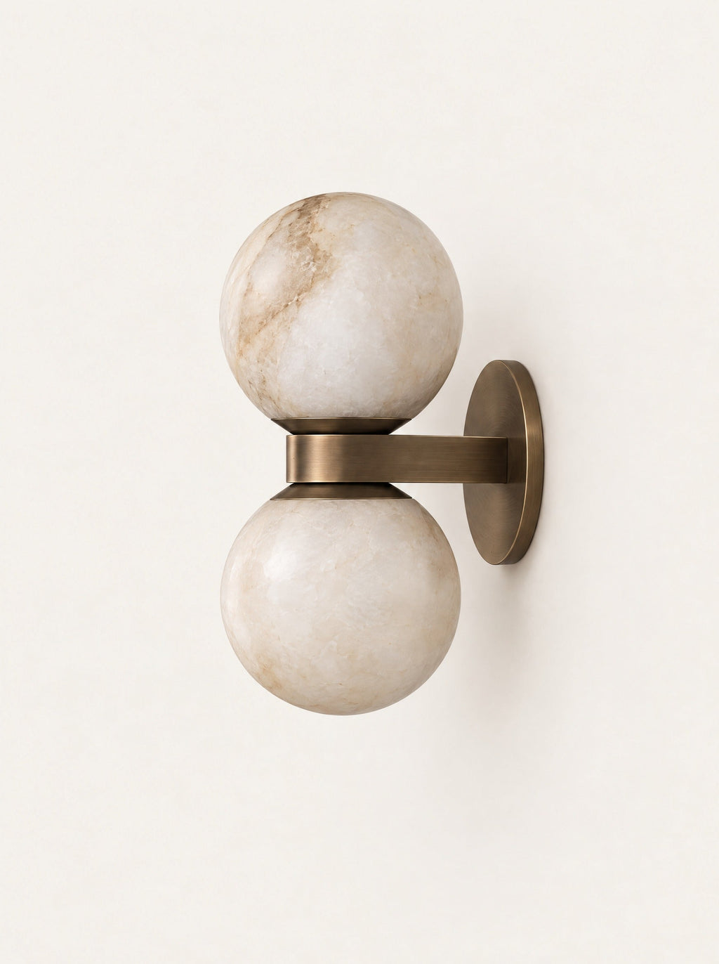 Ember Marble & Copper Sconce, studio photo on a warm white background