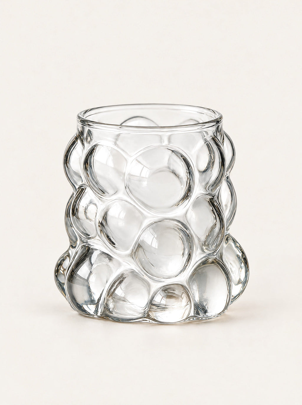 Fizz Bubble Glass Mug, studio photo on a warm white background