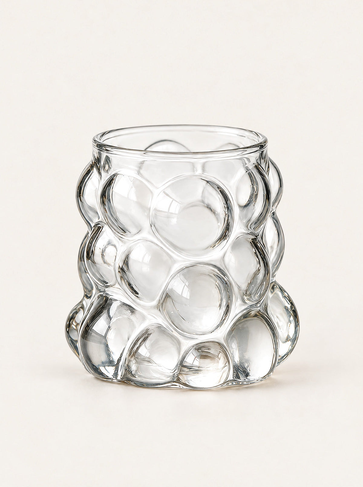 Fizz Bubble Glass Mug, studio photo on a warm white background