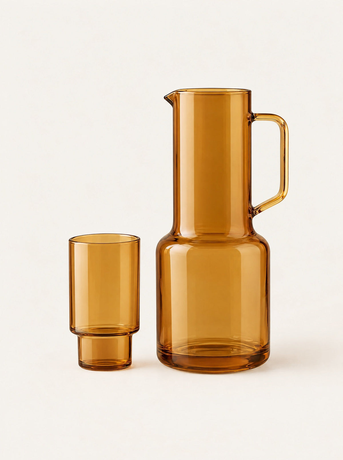 Fjord Tinted Carafe & Glass, studio photo on a warm white background