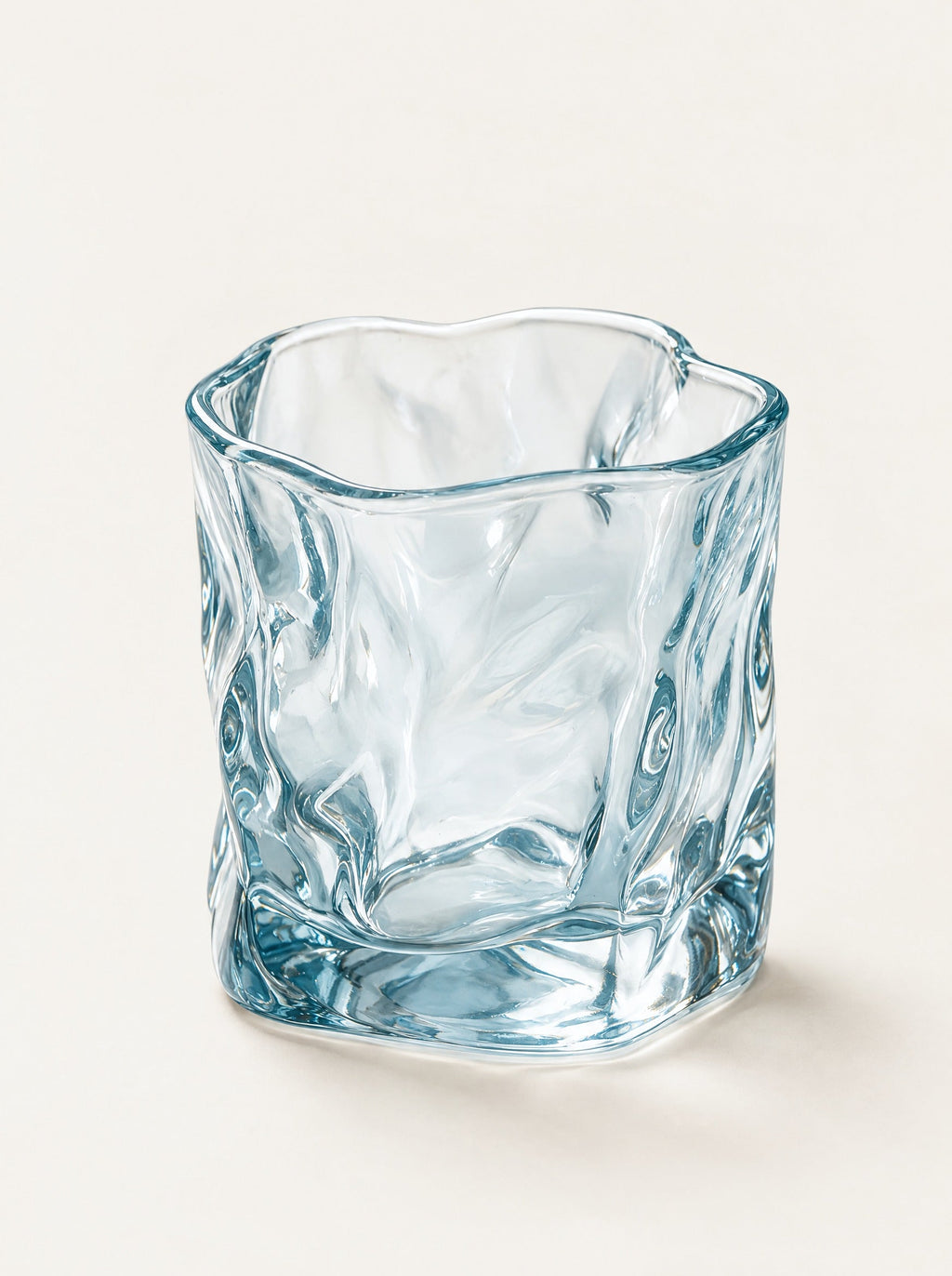 Floe Organic Glass Tumbler, close-up studio photo on a warm white background