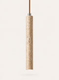 Flute Travertine Tube Pendant, studio photo on a warm white background