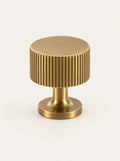 Groove Brass Cabinet Knob, studio photo on a warm white background