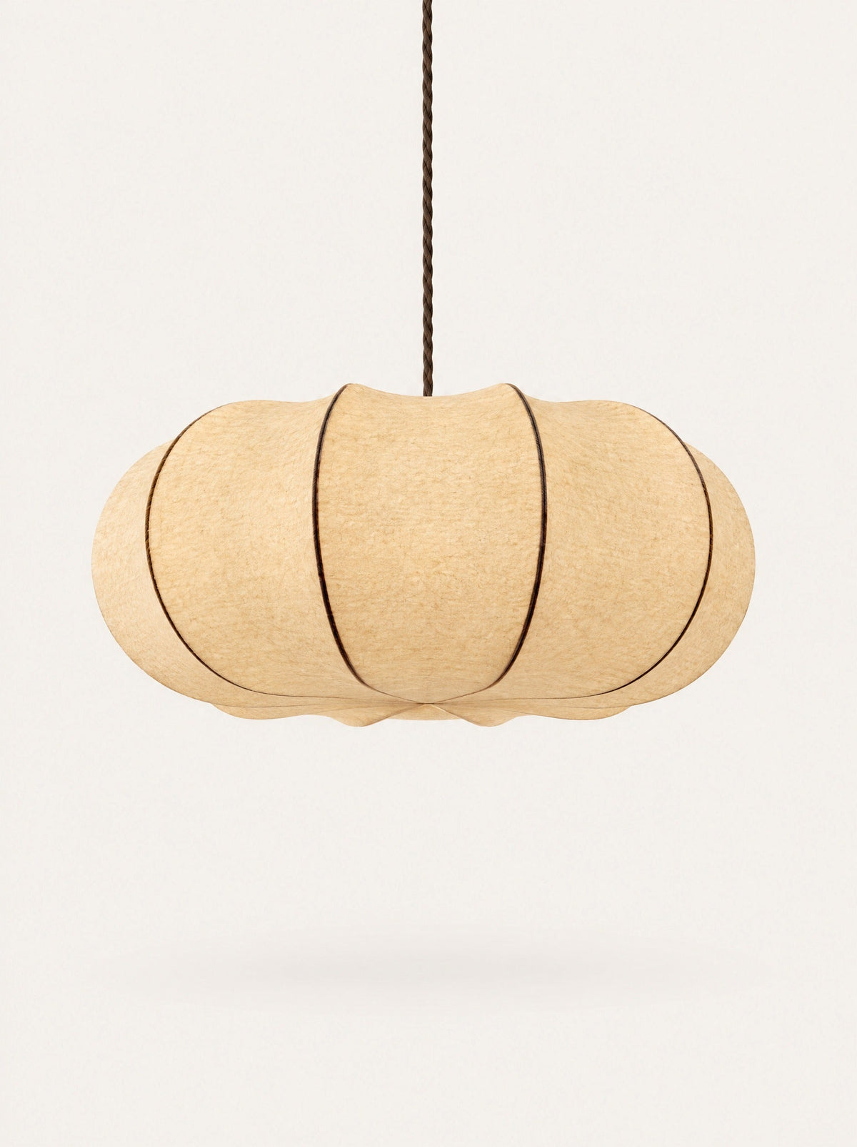 Haze Pleated Pendant, studio photo on a warm white background