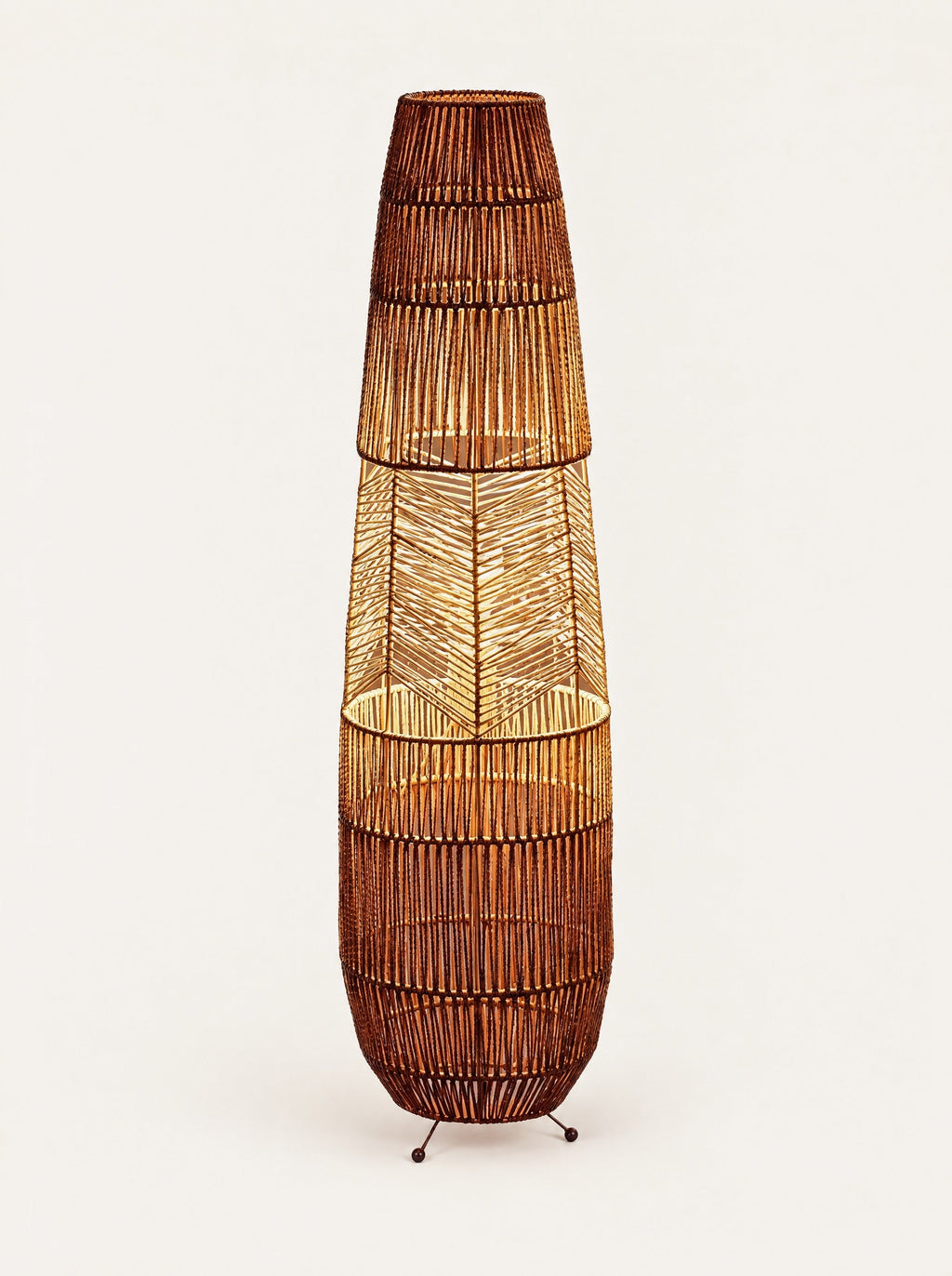 Hearth Woven Lantern Lamp, studio photo on a warm white background