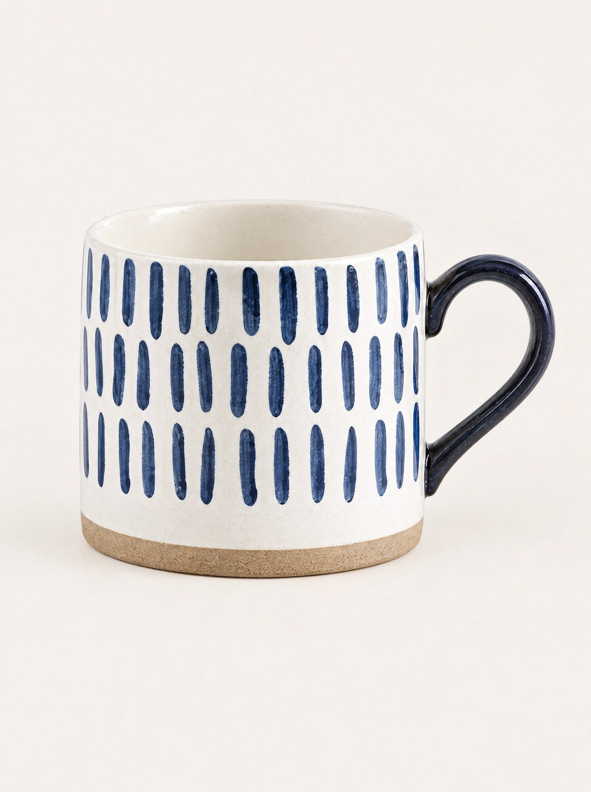 Indigo Hand-Painted Mug, close-up studio photo on a warm white background