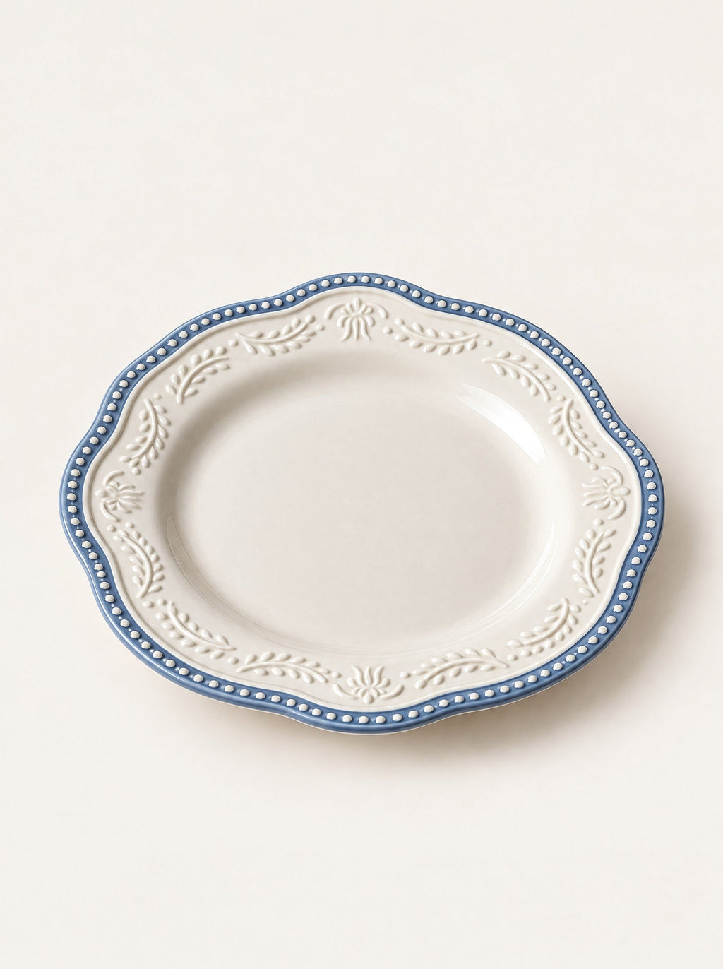 Lace Beaded Dessert Plate, close-up studio photo on a warm white background