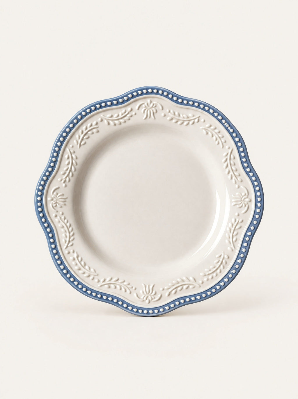 Lace Beaded Dessert Plate, studio photo on a warm white background