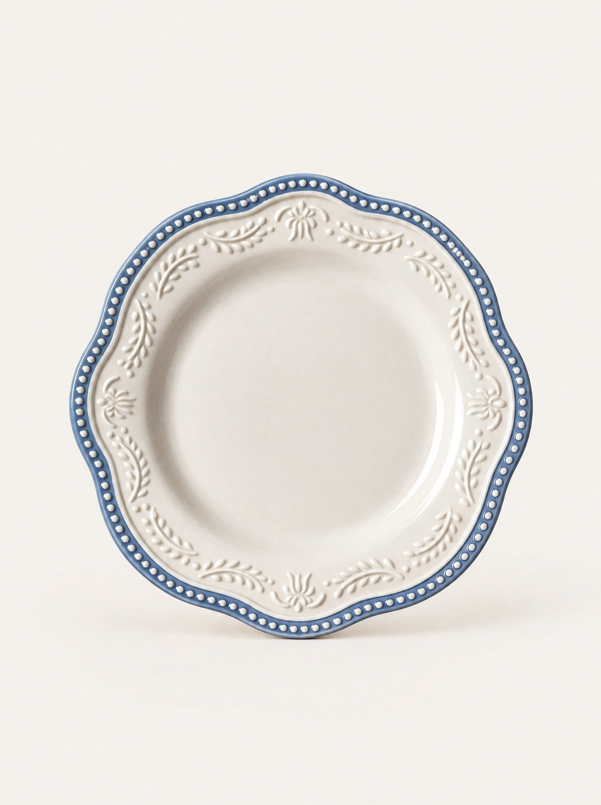 Lace Beaded Dessert Plate, studio photo on a warm white background